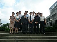 Prof. Zhang Shaojie (3rd from left, front row) Vice-President of Northeast Normal University, meets with Prof. P.W. Liu (3rd from right, front row), Pro-Vice-Chancellor of the Chinese University of Hong Kong.